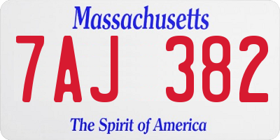 MA license plate 7AJ382