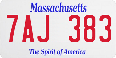 MA license plate 7AJ383