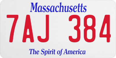 MA license plate 7AJ384