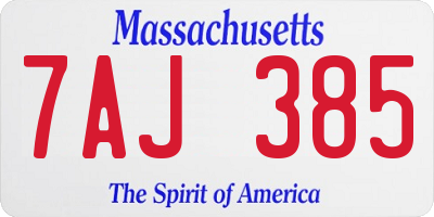 MA license plate 7AJ385