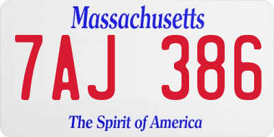 MA license plate 7AJ386