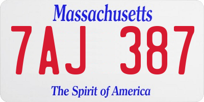MA license plate 7AJ387