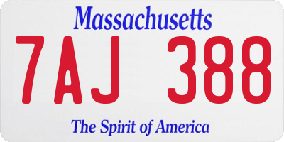 MA license plate 7AJ388