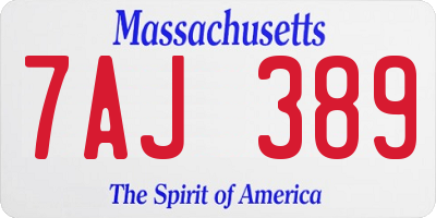 MA license plate 7AJ389