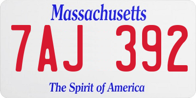 MA license plate 7AJ392