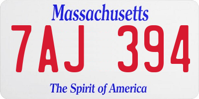 MA license plate 7AJ394