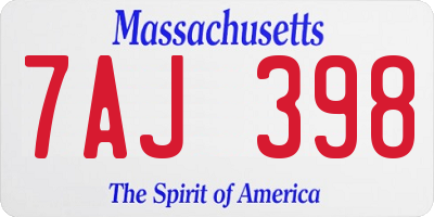 MA license plate 7AJ398