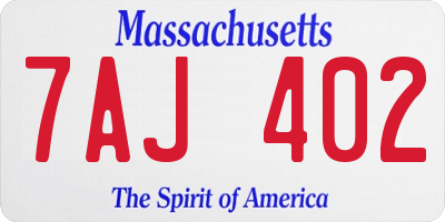 MA license plate 7AJ402