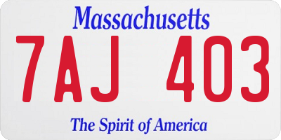 MA license plate 7AJ403