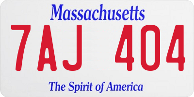 MA license plate 7AJ404