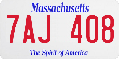 MA license plate 7AJ408