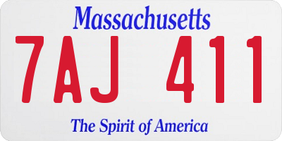 MA license plate 7AJ411
