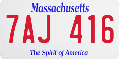 MA license plate 7AJ416