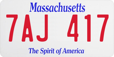 MA license plate 7AJ417