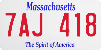 MA license plate 7AJ418