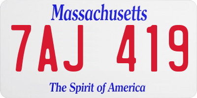 MA license plate 7AJ419