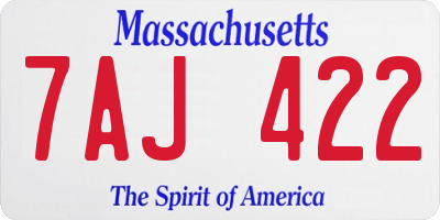 MA license plate 7AJ422