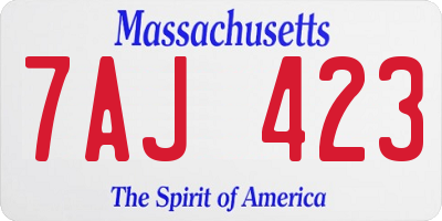 MA license plate 7AJ423