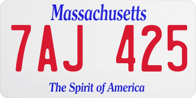 MA license plate 7AJ425