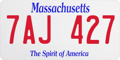 MA license plate 7AJ427