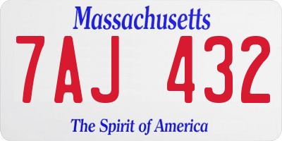 MA license plate 7AJ432