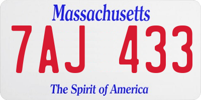 MA license plate 7AJ433