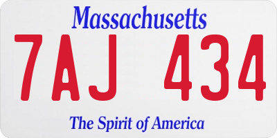 MA license plate 7AJ434