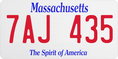 MA license plate 7AJ435
