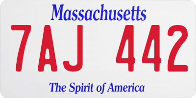 MA license plate 7AJ442