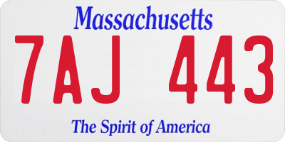 MA license plate 7AJ443