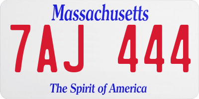 MA license plate 7AJ444