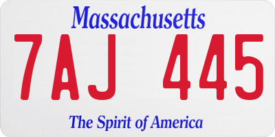 MA license plate 7AJ445