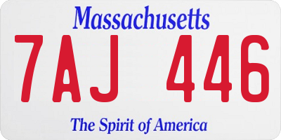MA license plate 7AJ446
