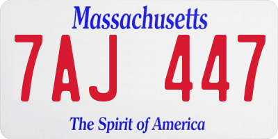 MA license plate 7AJ447