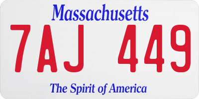 MA license plate 7AJ449