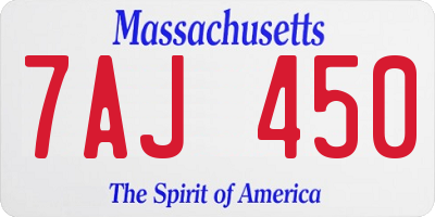 MA license plate 7AJ450