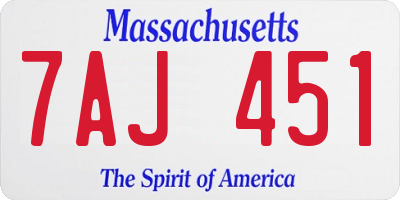 MA license plate 7AJ451