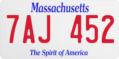 MA license plate 7AJ452