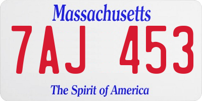 MA license plate 7AJ453
