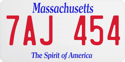 MA license plate 7AJ454