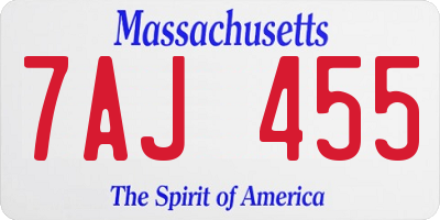 MA license plate 7AJ455