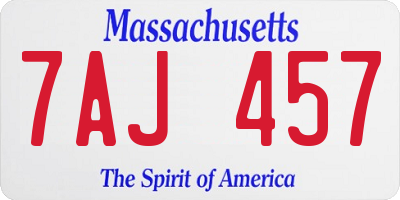 MA license plate 7AJ457
