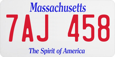 MA license plate 7AJ458