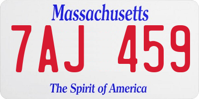 MA license plate 7AJ459
