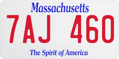 MA license plate 7AJ460