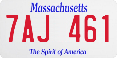 MA license plate 7AJ461