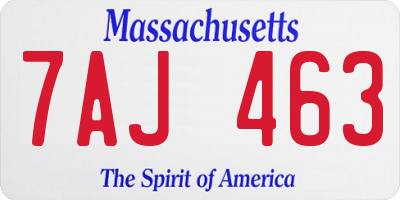 MA license plate 7AJ463