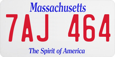 MA license plate 7AJ464