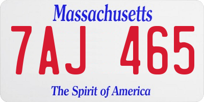 MA license plate 7AJ465
