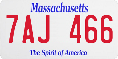 MA license plate 7AJ466